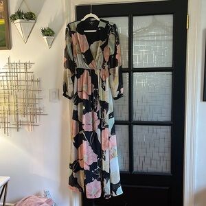 Lulus Long Sleeve Shear Sleeve Floral Maxi Dress